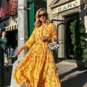 Zara Yellow Floral Maxi Dress